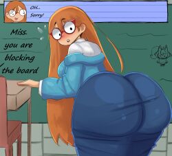 1girls ass big_ass big_breasts big_thighs breasts butt dialogue female gigantic_ass gigantic_breasts gigantic_thighs glasses huge_ass huge_breasts huge_thighs kindergarten_3 kindroseart ms._lovelett school tagme teacher text thick thick_ass thick_hips thick_legs thick_thighs thighs