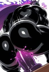 ass_focus bara big_ass dildo_in_ass gay knight muscles skin_black