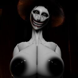 big_breasts black_nipples breasts female hiachi long_hair looking_at_viewer pale_skin roblox_game roblox_horror_games smiling the_mimic yokai
