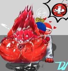 1boy 2girls 44waa29304 anus artist_name artist_signature austria_(countryhumans) balls balls_deep ballsack breeding countryhumans countryhumans_girl crown female female/male female_penetrated genital_fluids genitals jiggling jiggling_ass jiggling_butt liechtenstein_(countryhumans) male male/female male_penetrating male_penetrating_female mating_press offscreen_character offscreen_female penis red_ass red_body red_penis red_skin sex switzerland_(countryhumans) testicles vagina vaginal_penetration vaginal_sex