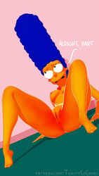 1girls 3d abused bart_simpson blender blue_hair breasts female female_only incest marge_simpson milf pussy the_simpsons toastycogames yellow_skin