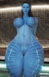 1girls ai_generated ai_video alien alien_girl avatar_(2009) big_breasts bioluminescence blue_skin bouncing_breasts breasts civitai curvy female na'vi nude nude_female solo stripes tagme tagme_(character) tall_female thick_thighs video