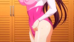 1girls 2022 20s animated breasts covered_erect_nipples female garden_~takamine-ke_no_nirinka~ hair_between_eyes hentai large_breasts leotard long_hair pink_leotard ponytail sidelocks standing straight tagme takamine_sayuri thigh_grab thighs