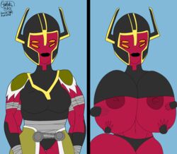 4_arms alien_girl ben_10 ben_10_omniverse breast_expansion breast_grab breasts female huge_breasts humanoid large_breasts looma_red_wind multi_arm multi_eye multi_limb nipples princess red_skin smile tetramand