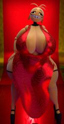 2024 3d_(artwork) anthro avian beakless big_breasts bird breasts chicken clothing cyanu_(modeler) digital_media_(artwork) doublestuffnsfw dress ear_piercing ear_ring female fishnet_clothing fishnet_legwear fishnet_stockings five_nights_at_freddy's five_nights_at_freddy's_2 footwear galliform gallus_(genus) hi_res high_heels legwear machine phasianid piercing red_clothing red_dress ring_piercing robot scottgames sharp_teeth shoes solo teeth thick_thighs toy_chica_(cyanu) toy_chica_(fnaf) yellow_body yellow_skin