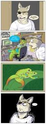 2017 anthro caught clothing comic computer feline feral gecko lizard male male_only mammal masturbation mondo_gecko nude old_hob reptile scalie sex teenage_mutant_ninja_turtles wanikami