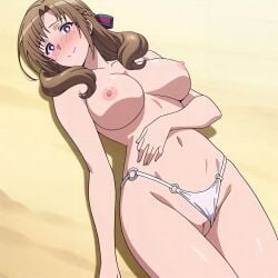 1girls ai_generated beach breasts do_you_love_your_mom_and_her_two-hit_multi-target_attacks? female mamako_oosuki midriff nipples nude nude_female ocean purple_eyes topless topless_female
