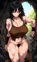 1female ai_generated big_breasts breasts dragon_ball female muscular pubic_hair saiyan saiyan_girl unikornio