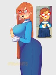 big_ass big_breasts big_butt big_titties clothed_female clothing curvaceous curvaceous_female curvaceous_figure curvy curvy_figure curvy_hips female female_focus female_only glasses kindergarten_(game) kindergarten_3 long_hair ms._lovelett orange_hair teacher yawuarts