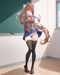 1girls absolute_territory ai_generated artist_name artist_request black_thigh_highs black_thighhighs brown_hair chalkboard classroom clothes clothing doki_doki_literature_club female green_eyes hair hair_ribbon hairbow hairbow lifting_clothing lifting_own_clothes lifting_skirt long_hair long_legs looking_at_viewer monika_(doki_doki_literature_club) panties pixiv_link short_skirt skirt skirt_lift skirt_up slight_blush smile smiling smiling_at_viewer solo solo_female standing tagme_(artist) thick_thighs thigh_highs thighhighs thighs white_panties