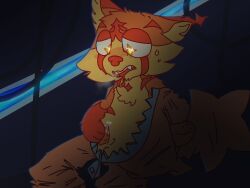 alone_in_the_room anthro domestic_cat felid feline felis fur impishstupidity male mammal masturbation orange_body orange_fur solo solo_focus space spacesuit tabby_cat
