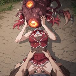 ai_generated anime_girl female hispanic_virtual_youtuber hololive houshou_marine mind_break mind_control ne-α_type resident_evil resident_evil_3_remake swallowing virtual_youtuber vore vtuber