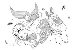 ahe_gao drooling female floating gravity_rush kat_(gravity_rush)