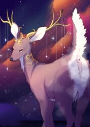 absurd_res anatomically_correct animal_genitalia animal_vulva anus ass barn-owl_(artist) bodily_fluids brown_body brown_fur cervine_anus cervine_genitalia cervine_vulva chromatic_aberration deer digital_media_(artwork) ear_tuft female feral fur genital_fluids genitals gold_(metal) gold_jewelry hi_res jewelry looking_at_viewer mammal multicolored_body multicolored_fur musk musk_clouds musky_butt musky_pussy nebula pink_anus presenting quadruped solo space star tail teats trans_(lore) trans_man_(lore) tuft two_tone_body two_tone_fur vaginal_fluids white_body white_fur
