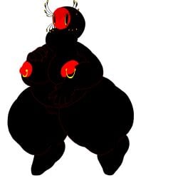 big_ass big_butt big_thighs black_body chubby chubby_female creature long_eyelashes nipple_piercing pussy pussy_lips pussy_out pussy_outline red_nipples red_outline thick_thighs
