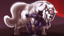 16:9 anatomically_correct anthro anthro_on_feral anthro_penetrated balls becky_(knightofroses) bedroom_eyes big_breasts blush bodily_fluids breasts canid canine canis cum cum_inside cum_on_ground cum_while_penetrated digital_drawing_(artwork) digital_media_(artwork) doggy_style drooling duo ejaculation felid feline female female_penetrated feral from_behind_position fur genital_fluids genitals hair hi_res humping leaking_cum looking_at_another male male/female male_penetrating male_penetrating_female mammal mrferaldd narrowed_eyes nipples nude open_mouth penetration pregnant pregnant_female pregnant_sex purple_body purple_fur purple_hair saliva saliva_on_tongue seductive sex simple_background size_difference tail thrusting tongue white_body white_fur widescreen wolf zoophilia