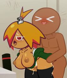 1boy 1girls 2d 2d_animation animated anon anthro anthro_on_anthro black_socks blush breasts brown_body brown_nipples brown_skin cookie_boy cookie_boys cookie_girl cookie_girls cookie_run cookie_run_kingdom cum cum_on_leg cum_on_legs eyebrows eyelashes eyelashes_visible_through_hair fast fast_sex female grab_arms grab_from_behind grabbing grabbing_arm grabbing_from_behind green_jacket hair hair_over_eye hairclip jacket jacket_open kneehighs male male/female moving_breasts mustard_cookie nipple_bulge nipples nipples_bulge pangotime poorly_animated sex sex_from_behind socks sound sweat sweating sweating_female sweating_profusely sweaty sweaty_body tagme tears tears_in_eyes tongue tongue_out video video_game_character video_games