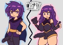 1futa 1futanari 1male 1male1futa big_breasts big_butt cjao_07 futa_only futanari krizz_(cjao_07) original_characters purple_eyes purple_hair white_skin