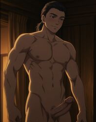 abs ai_generated ari_(vinland_saga) athletic athletic_male balls big_penis black_hair cock dark_hair erect_penis erection indoors large_penis male male_focus male_only muscular muscular_male naked_male nipples nordinex5 nude_male pecs penis solo_focus solo_male stable_diffusion testicles toned toned_body toned_male viking vinland_saga