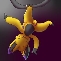 1:1 2024 2_toes absurd_res animal_genitalia anthro anthrofied balls bat belly black_belly digital_drawing_(artwork) digital_media_(artwork) dipstick_ears dipstick_tail ear_markings facial_markings fan_character feet fur generation_1_pokemon genitals half-erect hanging_by_feet hanging_upside_down head_markings head_tuft hi_res inviting male mammal markings motion_lines multicolored_ears ninjatommy21 nintendo nude open_mouth penis pokemon pokemon_(species) purple_ear_tips purple_tail_tip sheath simple_background solo tail tail_markings toes tommy21 tuft upside-down wings yellow_body yellow_fur zubat