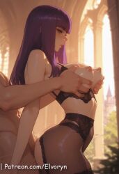1boy 1girls ai_assisted ai_generated anime anime_girl anime_style artist_name average_breasts bangs blush breasts bust chest clitoral_hood clitoris cowgirl_pose cowgirl_position crotch elvoryn erect_nipples exposed_nipples exposed_pussy female female_genitalia female_on_top fern_(sousou_no_frieren) genitals hard_nipples heart heart-shaped_pupils hi_res high_quality high_resolution highres indoors intercourse juicy_pussy legs_apart long_hair love_making male medium_breasts navel nipples nipples_outside nude open_legs open_mouth patreon_username penetration purple_hair pussy pussy_lips pussy_peek riding sex sexual_intercourse shaved_pussy slit solo_focus sousou_no_frieren splayed_legs spread_legs stable_diffusion straddling straight sweat symbol-shaped_pupils thighhighs tight_pussy uncensored_nipples uncensored_pussy uncensored_vagina vagina vaginal_penetration vulva watermark wet_pussy