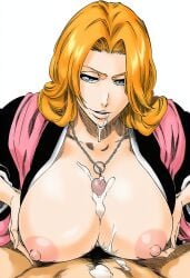 accurate_art_style ai_generated big_breasts bleach boobjob breasts breasts_bigger_than_head bush female manga_style matsumoto_rangiku pubic_hair