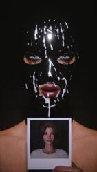 1girls 3d blue_eyes cum cum_on_face female femsub hood latex_mask life_is_strange mask max_caulfield photograph ruined_makeup running_mascara runny_makeup solo tagme wibby