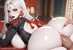 ai_generated alternate_version_at_source anal_sex ass big_breasts big_butt black_lips bodysuit breasts female grabbing_ass hela hela_(marvel_rivals) hela_(queen_in_black) hypet klyntar lying_on_stomach marvel marvel_rivals sex shiny shiny_skin symbiote tagme thick_ass thick_legs thick_thighs thighs video_games wet white_hair wide_hips