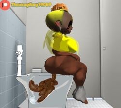 (theusagiboy1406) 1girls 3d 3d_(artwork) 3d_model 3d_render ass bathroom big_ass big_butt bottomless curvy curvy_figure dark-skinned_female dark_skin female female_focus female_only frye_(splatoon) inkling mikumikudance mmd patreon_logo scat scat shit shit shitting side_view splatoon splatoon_(series) splatoon_3 thick_ass thick_butt toilet toilet_use turd_hanging_out turds yellow_dress yellow_hair