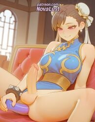 1futa 2025 ai_generated artist_name balls blue_dress blush bracelet breasts brown_hair bun_cover bust chest china_dress chinese_clothes chun-li cock couch dick dress earrings erection futanari half-closed_eyes hi_res high_quality high_resolution highres intersex jewelry large_penis makeup masturbation novalust patreon patreon_username penis sleeveless smile solo spiked_bracelet stable_diffusion street_fighter testicles uncensored watermark