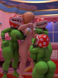 2futas 2girls 3d 3d_(artwork) balls bedroom bikini bikini_top bitting_finger blender blender_(software) blender_cycles blonde_female blonde_hair blue_eyes breasts ere erect_nipples female futa_on_female futa_on_futa futanari green_body groping_breasts hand_on_breast hand_on_hip hand_on_mouth hand_on_penis huge_ass huge_balls huge_breasts huge_cock intersex kabalmystic licking_penis mario_(series) nintendo penis piranha_plant plant_humanoid princess_rosalina self_upload thick_ass thick_cock touching_breast yaboitoxicfrank