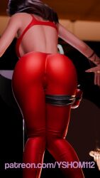 3d accessory ass ass_focus bare_back bare_shoulders bent_over big_ass boardwalk_ruby_(fortnite) bra brown_hair clothed female female_only fortnite fortnite:_battle_royale leggings legs_together red_leggings ruby_(fortnite) tagme underboob watermark yshom112