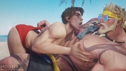 3d 3d_(artwork) 3d_render age_difference bara big_pecs bigger_dom gay licking licking_nipples male male/male male_only marvel marvel_rivals mo0nx muscles muscular muscular_male size_difference smaller_bottom smaller_male spider-man squeezing_breast sucking_nipples thor_(marvel)