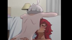 1futa 1girl 1girl1futa 1girls animated back_view breasts cowgirl_position ems_moon female futa_on_female futanari ginger gundam gundam_suisei_no_majo intersex longer_than_10_seconds longer_than_20_seconds longer_than_30_seconds miorine_rembran musi_cassie red_hair riding sound sucking_breasts sucking_nipples sucking_tits suletta_mercury tagme tits video white_hair
