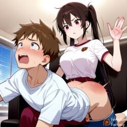 ai_generated ass balls breasts bubble bubble_ass cum cum_while_spanked dominance dominant dominating domination dress ejaculating ejaculation face female femdom focus forced girly highres hips huge human jiggle kissing male mob original_character out red_socks spank spanking spanking_butt wide_hips