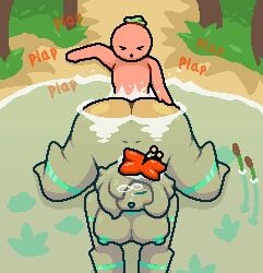 big_ass big_breasts breasts bubble bubble_butt bubbles calamity_mod female flower flower_in_hair huge_ass oasis on_all_fours onomatopoeia rare_sand_elemental sand sand_elemental_(terraria) terraria tomato tomato_(okami_tomato) underwater underwater_sex water zxtomatofan