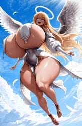 1girls 2025 ai_generated angel angel_wings before_sex big_breasts blonde_female blonde_hair blonde_hair_female blue_eyes breast_curtains breasts breasts_bigger_than_head bridal_gauntlets choker cloud curtains curvaceous curvaceous_female curvaceous_figure curves curvy curvy_body curvy_female curvy_figure curvy_hips feathered_wings feathers female female_focus female_only floating floating_hair flying from_below full_body gigantic_breasts glowing_eyes halo happy hi_res highres hips hips_wider_than_shoulders huge_breasts large_breasts light-skinned_female light_rays light_skin long_hair looking_at_viewer massive_breasts nunai oc open_mouth original original_character outdoors sky smile solo solo_female solo_focus thick_thighs thighs venus_body voluptuous voluptuous_female white_choker white_clothing white_dress white_gloves wide_hips yellow_hair