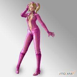 3d blonde_hair blue_eyes cleavage juliet_starling leather_suit lollipop_chainsaw teenager twintails twintails unzipped_bodysuit
