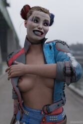 1girls 3d breasts dc_comics female harley_quinn nipples phoenix3d solo