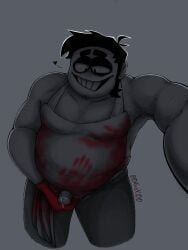 <3 00knox00 bara blood bloody_clothes bob_velseb fat hairy jerking jerking_off male overweight spooky_month yaoi