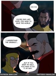 bara beard blue_eyes daddy dilf gay invincible invincible_(superhero) invincible_(tv_series) maki_lohi male mark_grayson moustache nolan_grayson omni-man the_immortal viltrumite yaoi