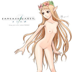 1girls adam700403 blonde_hair elf fantasy_earth_zero female female_only flat_chest long_hair nude pointy_chin pointy_ears solo tifalis