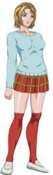 bible_black bible_black_gaiden blonde_hair blue_eyes female kitami_reika pale_skin red_skirt red_socks sweater