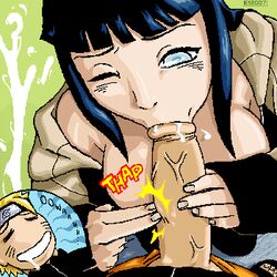 1boy 1girls 2007 breasts cum cum_in_mouth facial fellatio female human hyuuga_hinata lowres male mindsedge naruto naruto_shippuden oekaki oral penis sex straight straight_hair time_paradox uncensored uzumaki_naruto