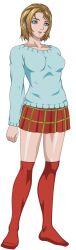 bible_black bible_black_gaiden blonde_hair blue_eyes female kitami_reika pale_skin red_skirt red_socks sweater