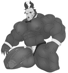 abs bara black_body blush front_view gay horns huge_cock monster monster_boy moobs muscular muscular_anthro muscular_male penis skull_head teepsart teepsart_(character) veiny_cock veiny_penis xxxmochi_mochi