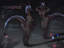 2026 aeris_(annek) anthro anus athletic athletic_anthro athletic_female blue_body blue_feathers blush breasts brown_body character_name claws closed_eyes colored dated delta.dynamics digitigrade dinosaur dromaeosaurid english_text feathered_tail feathers female front_view genitals grey_body head_turned hi_res humanoid_genitalia humanoid_vulva hybrid long_tail looking_at_viewer looking_back markings medium_breasts model_sheet multicolored_body navel nipples non-mammal_breasts non-mammal_navel non-mammal_nipples nude nude_anthro nude_female prehistoric_species rear_view red_body red_feathers reptile saurischian scalie shaded shadow side_boob smile solo standing striped_markings stripes tail text theropod toe_claws vulva