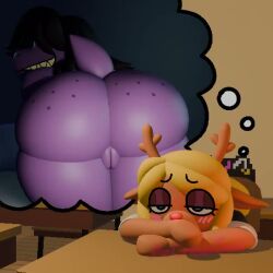 2girls 3d 3d_(artwork) 3d_animation 3d_model animated anthro anthro_only black_hair blush blush_lines brown_body brown_fur deer deer_girl deltarune dinosaur dinosaur_girl female female_focus female_only freckles freckles_on_ass furry furry_female furry_only looking_at_viewer looking_back looking_back_at_viewer mrcreamsom no_sound noelle_holiday purple_body purple_skin pussy shaking_ass shaking_butt sharp_teeth smiling smiling_at_viewer susie_(deltarune) tagme thought_bubble undertale undertale_(series) vagina video yellow_hair yuri