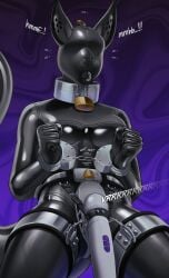 100racs 2024 absurd_res anthro biped black_clothing black_latex black_mask black_skinsuit bondage bound bound_to_vibrator capcom chastity_belt chastity_device clothing collar cuff_(restraint) flying_wyvern futanari genitals gimp_mask handcuffed handcuffs herm hi_res hooded intersex kneeling latex latex_clothing latex_mask latex_skinsuit lock male mask metal_collar metal_cuffs monster_hunter muffled muffled_speech nargacuga padlock padlocked_collar penile penis piercing restraints sensory_deprivation sex_toy skinsuit solo submissive submissive_anthro submissive_male text tight_clothing viari vibrator vibrator_on_chastity_belt vibrator_on_chastity_device vibrator_on_penis wand_vibrator