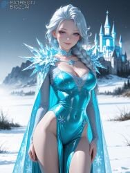 1girls absurd_res ai_generated big_breasts bigz_ai blonde_hair blue_eyes breasts castle cleavage cleavage_overflow curvaceous curvy curvy_figure disney disney_princess dress earrings elsa_(frozen) female female_only frozen_(film) frozen_2 high_resolution highres huge_breasts jewelry large_breasts light-skinned_female light_skin long_hair looking_at_viewer outdoors outside pale-skinned_female pale_skin pose smile snow solo solo_female white_hair wide_hips